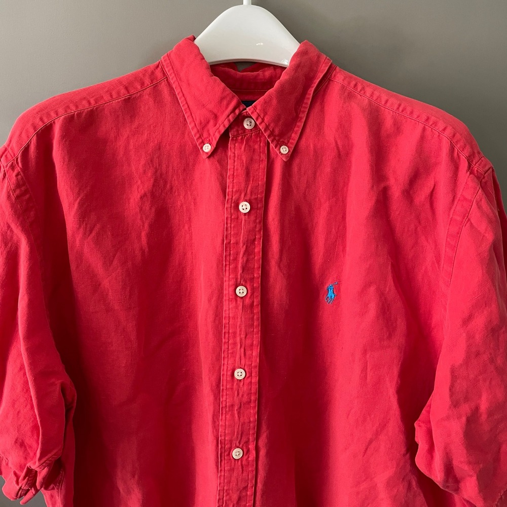 Polo Ralph Lauren Mens XL Red Short Sleeve Button Down Shirt Classic Fit